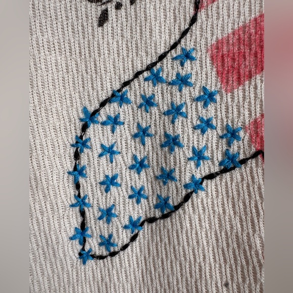 We the Free American Flag Dove Red White Blue Waffle Knit Short Sleeve Small - Picture 2 of 9